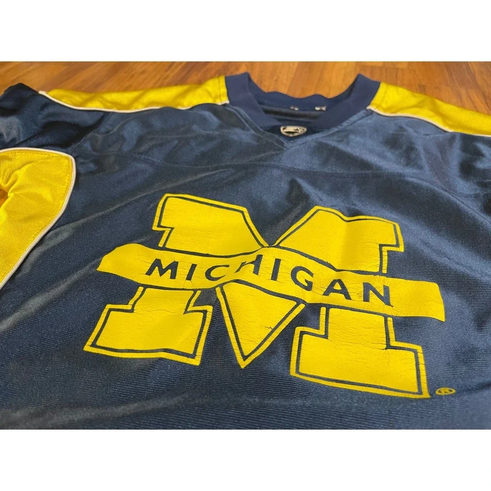 Starter Michigan Wolverines Jersey Navy Blue Maize Yellow Kids Small S V-Neck